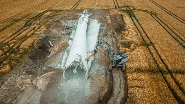 Rückbau einer Windkraftanlage, Luftbild
